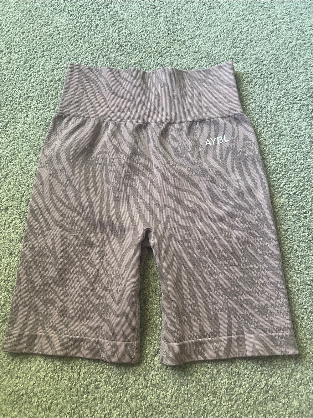 AYBL Taupe Zebra-Print High-Rise Bike Shorts